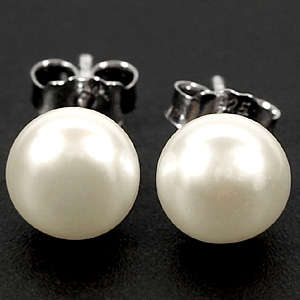 8MM WHITE FRESHWATER PEARL EARRINGS