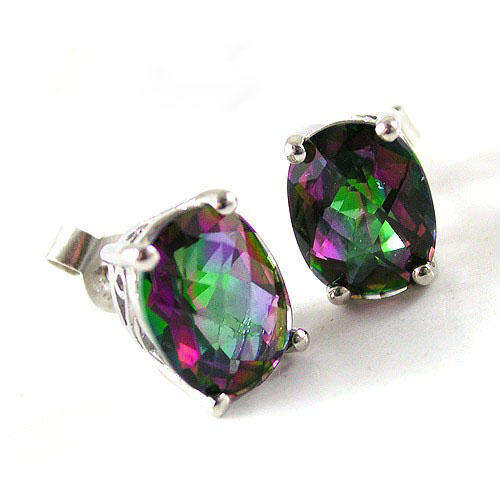 STUNNING 3.6CT MYSTIC TOPAZ OVAL STUDS