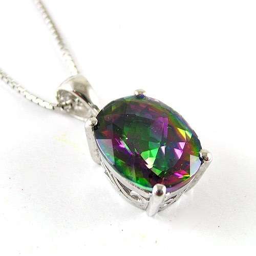 OVAL 3.5ct Mystic Topaz Pendant Sterling Silver