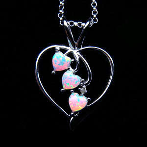 DELIGHTFUL OPAL HEART PENDANT SET IN .925 SILVER