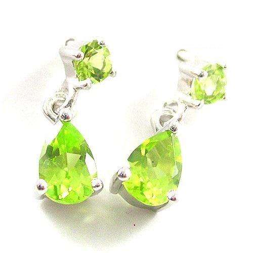 Genuine Peridot Earrings Dangle .925 Silver
