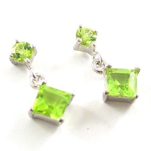 LOVELY Genuine Peridot Earrings Dangles 925 Silver