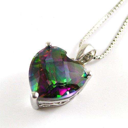 HEART 4ct Mystic Topaz Pendant 925. Sterling Silver