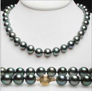 7-8mm Black Akoya Cultured Pearl Necklace 18"