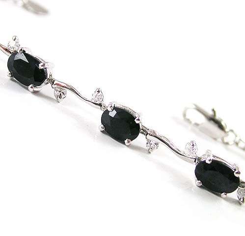 STUNNING 2.8ct Genuine Black Sapphire Bracelet 925 Sterling Silver