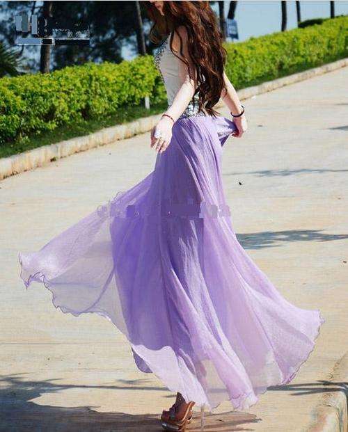 ALL SIZES   Maxi Length LILAC Chiffon Skirt -  fully lined