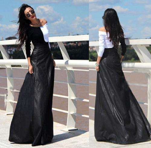 Leatherette Maxi Skirt  Made to Size  38  or Customize Sizing