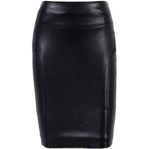 PENCIL Tapered Skirt in BLACK Faux Leather aka Leatherette not lined Zip Closure