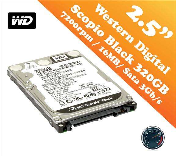 FASTEST 2.5" HDD!!! Western Digital BLACK 320GB 7200RPM SATA Laptop HDD