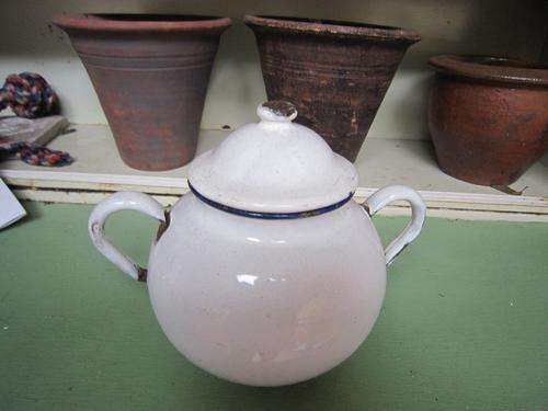 Enamel Sugar Bowl with Lid