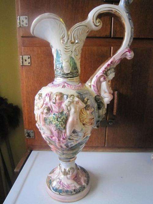 HUGE BEAUTIFUL CAPODIMONTE JUG   NO 457   ITEM NO 375