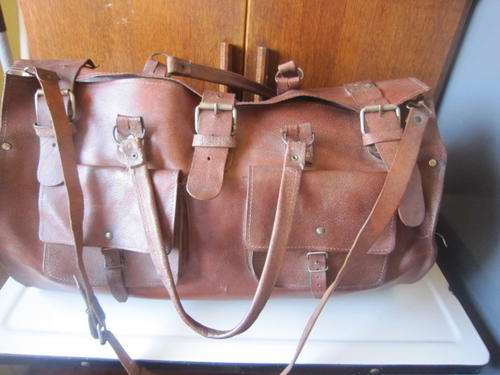 VINTAGE PIGSKIN LEATHER OVERNIGHT BAG  ITEM NO 885