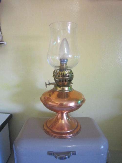 STUNNING COPPER & BRASS OIL LAMP, ELECTRIFIED