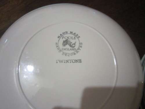 "POOLE" ENGLAND AQUA AND SPECKLED GREY 30 PIECE DINNER SERVICE  ITEM  NO 2175