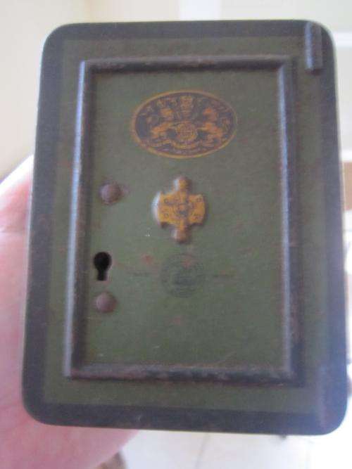 Old tinplate london money safe