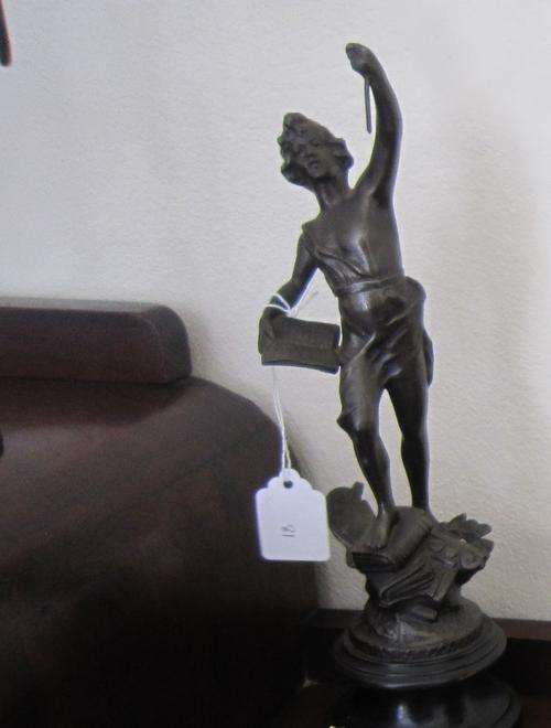 Spelter figurine of Athena, god of knowledge