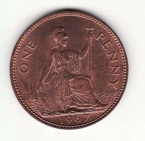 British 1967 1 Penny with Great Lustre