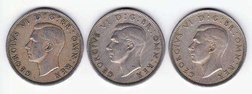 Great Britain 1947, 1948 and 1949 Half Crowns