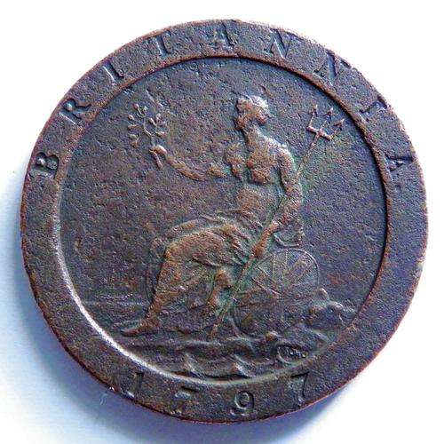 Great Britain 1797 Cartwheel Penny Cleaned but Nice Detail