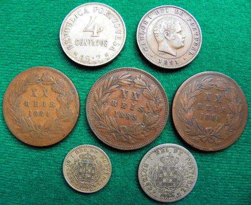 Nice Set of 7 Old Portugese Coins
