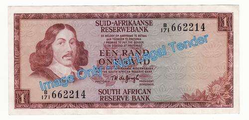 RSA 1973 TW De Jongh 1 Rand Note