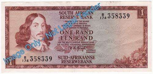 RSA 1973 TW De Jongh 1 Rand Note