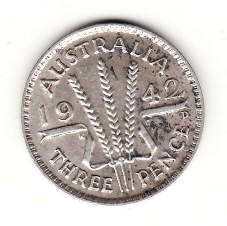 Australia 1942D 3 Pence  .925 Silver