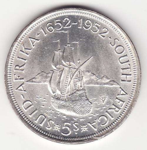 SAU 1952 Nice 5 Shilling .50 SIlver