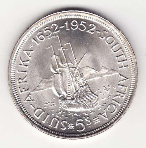 SAU 1952 Nice 5 Shilling .50 SIlver