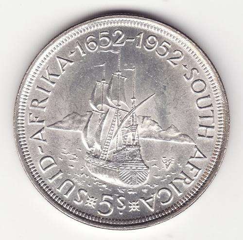 SAU 1952 Nice 5 Shilling .50 SIlver
