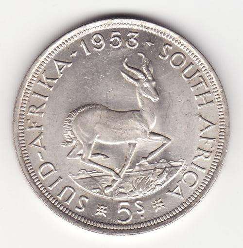 SAU 1953 Nice 5 Shilling .50 Silver