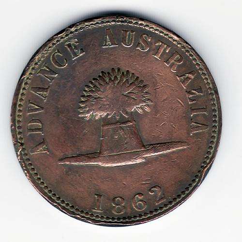 Rare Advanced Australia 1862 Penny CV R2000 in vf