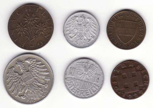 Austria 6 Mixed Coins