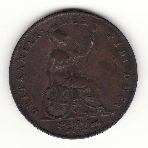 Great Britain 1827 Half Penny. Some scratches but nice detail for a coin of this age