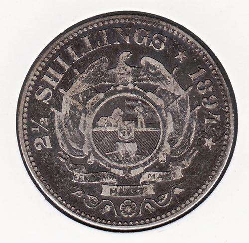 ZAR 1894 2.5 Shilling in Self Adhesive Coin Protector .925 Silver