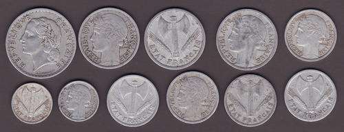 France 11 Different Aluminum Coins from the 40s