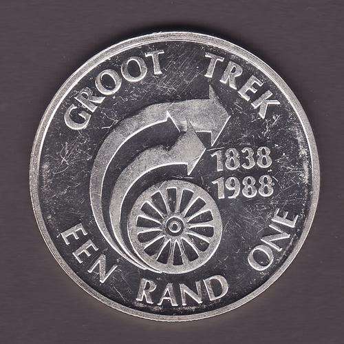 RSA Nice 1988 Groot Trek 1 Rand Only 6555 Minted .80 Silver