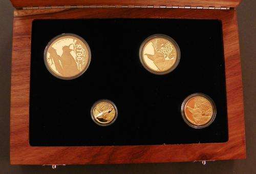 2004 4 x 24ct Gold Coins Natura Wild Cats Series Caracal - The African Lynx Set
