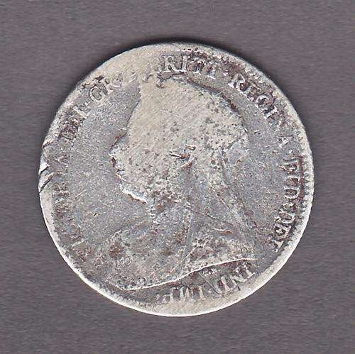 Great Britain 1895 Victoria 6 Pence Worn Filler.925 Silver