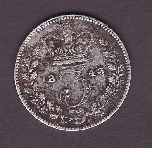 Great Britain 1843 Victoria 3 Pence .925 Silver