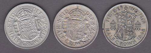 Great Britain 1948, 1957 and 1967 Half Crowns