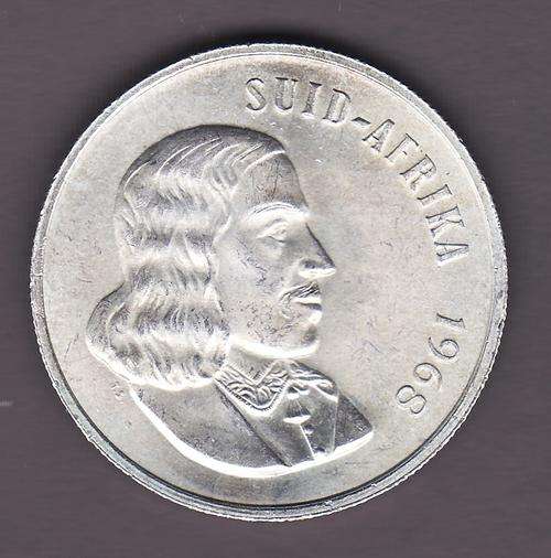 RSA 1968 Suid Afrika R1 Only 50 000 Minted and usually only in mint sets .80 Silver