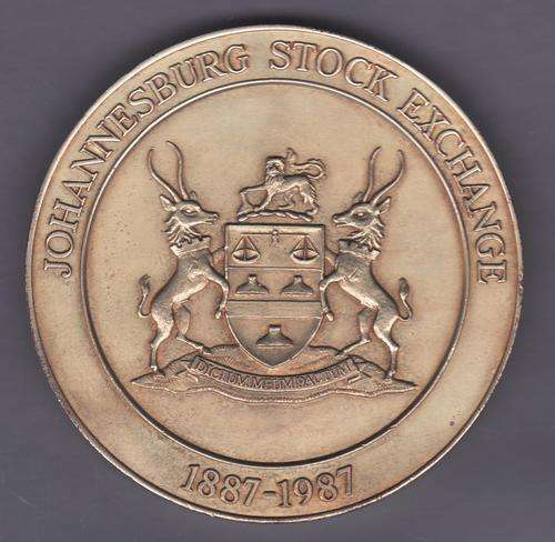 Very Large Johannesburg Stock Exchange 1887 -1987 Medallion