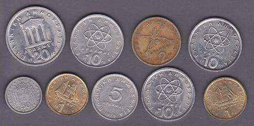 Greece 9 Mixed Coins No Duplicates