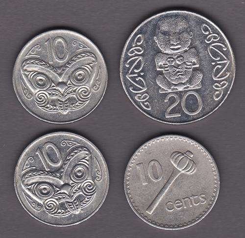 New Zealand & Fiji 4 Mixed Coins
