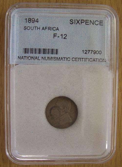 ZAR 1894 6 Pence Grades F-12 By NNC