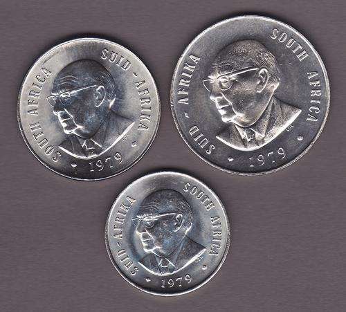 RSA Very Nice 1979 R1, 50 Cent and 20 Cent Coins Almost UNC
