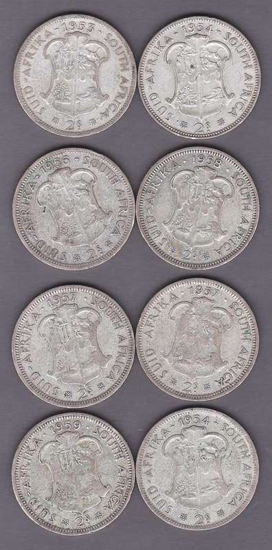SAU 8 x 2 Shillings .50 Silver CW 88.9 Grams