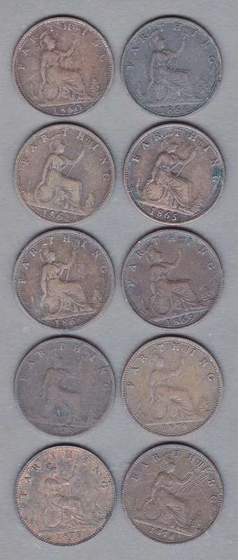 Great Britain 10 Farthings Ranging Between 1860 - 1878