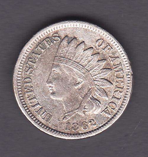 USA 1862 1 Cent Copper - Nickel R125 f or 150vf